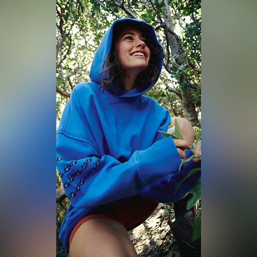 NWT FP Movement At My Best Embroidered Hoodie~ Stellar Blue - Picture 3 of 5